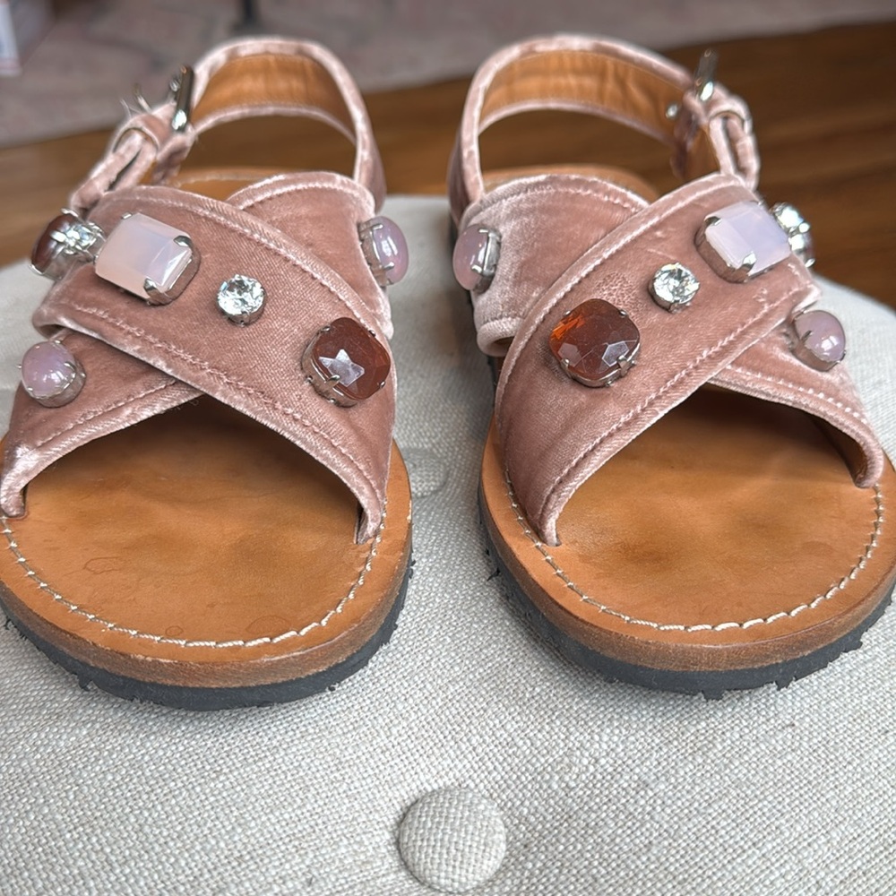 Car Shoe Velvet Sandals with Crystals Pink Blush Jewels Women's 38 KDX 87 O - Picture 3 of 12